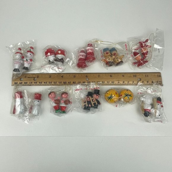 Vtg 50 Piece Hand Painted Small Wooden Christmas Ornaments Orig Box Taiwan READ - Picture 4 of 11